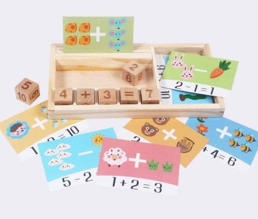 Math Blocks | Addition Subtraction Cards | Beech Wood Finish | Ages 3+