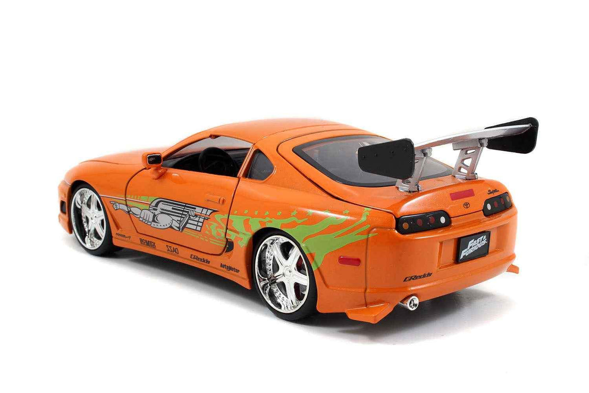 Toyota Supra Model Kit | 1/24 Scale | Jada Metallic Orange Brian Figure