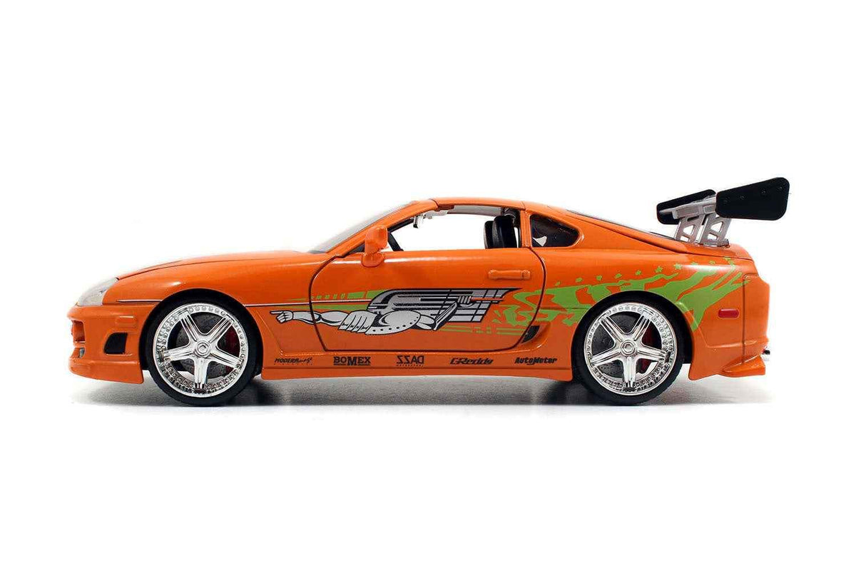 Toyota Supra Model Kit | 1/24 Scale | Jada Metallic Orange Brian Figure