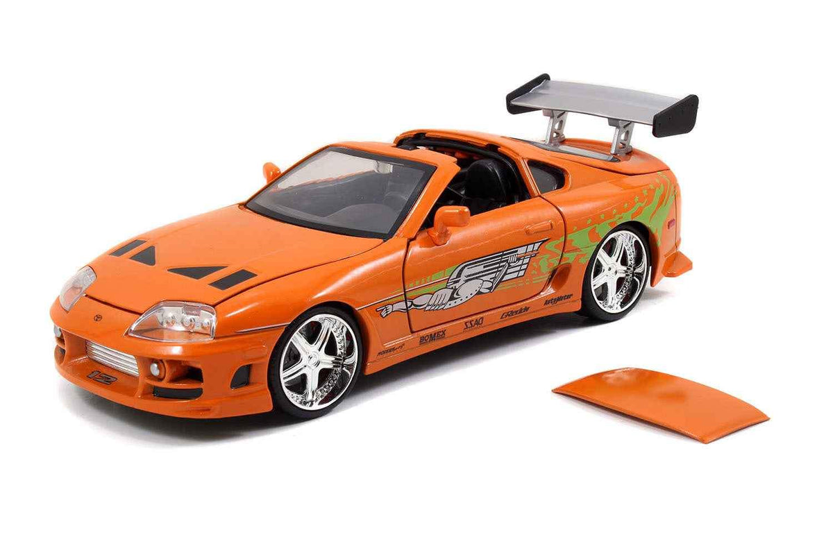 Toyota Supra Model Kit | 1/24 Scale | Jada Metallic Orange Brian Figure