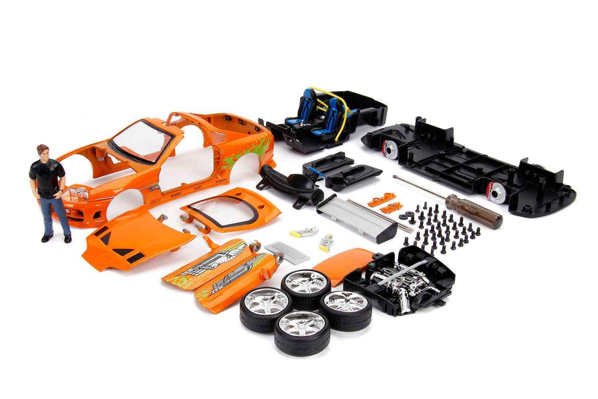 Toyota Supra Model Kit | 1/24 Scale | Jada Metallic Orange Brian Figure