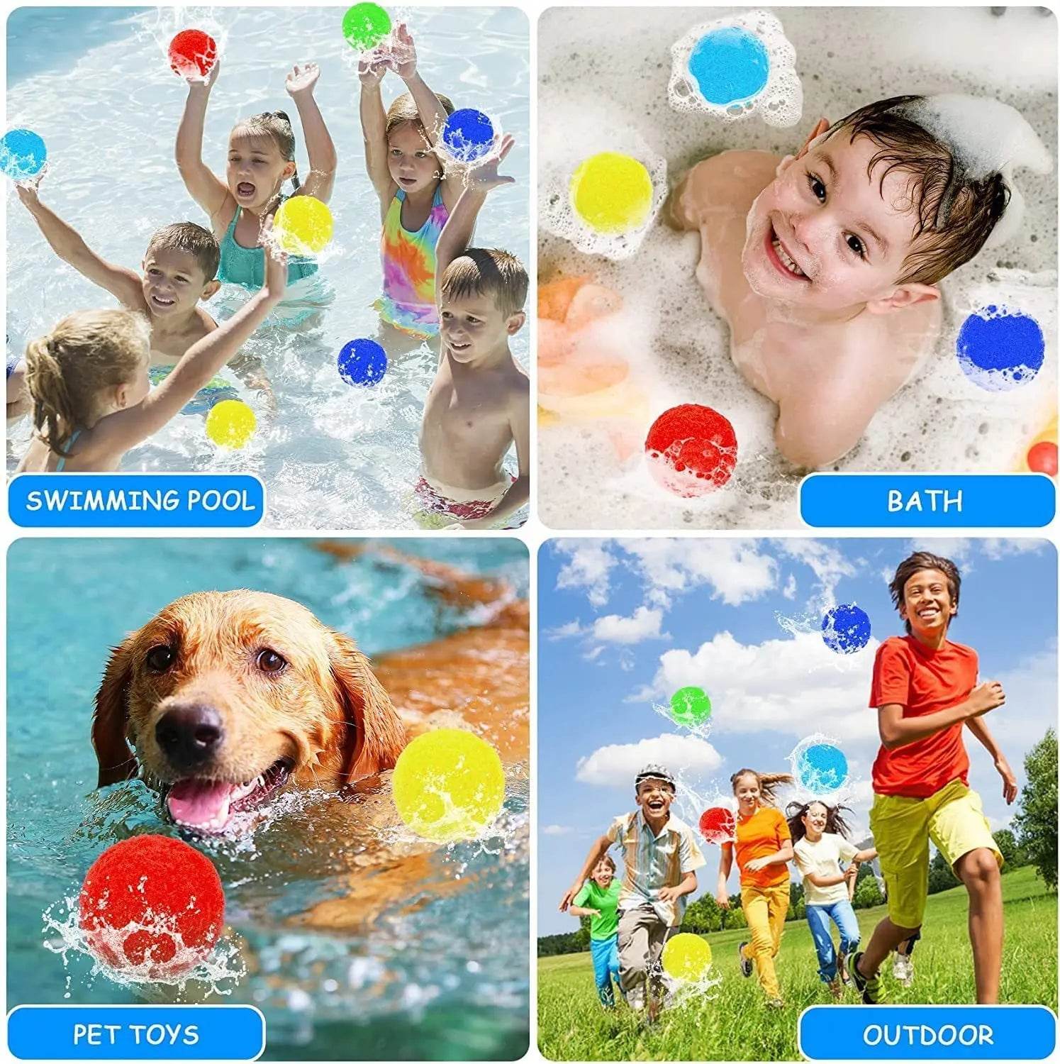 30Pcs Water Soaker Balls Reusable Sponge Water Balloons Cotton Splash Toys for Pool Beach Outdoor Summer Swimming Games - ToylandEU