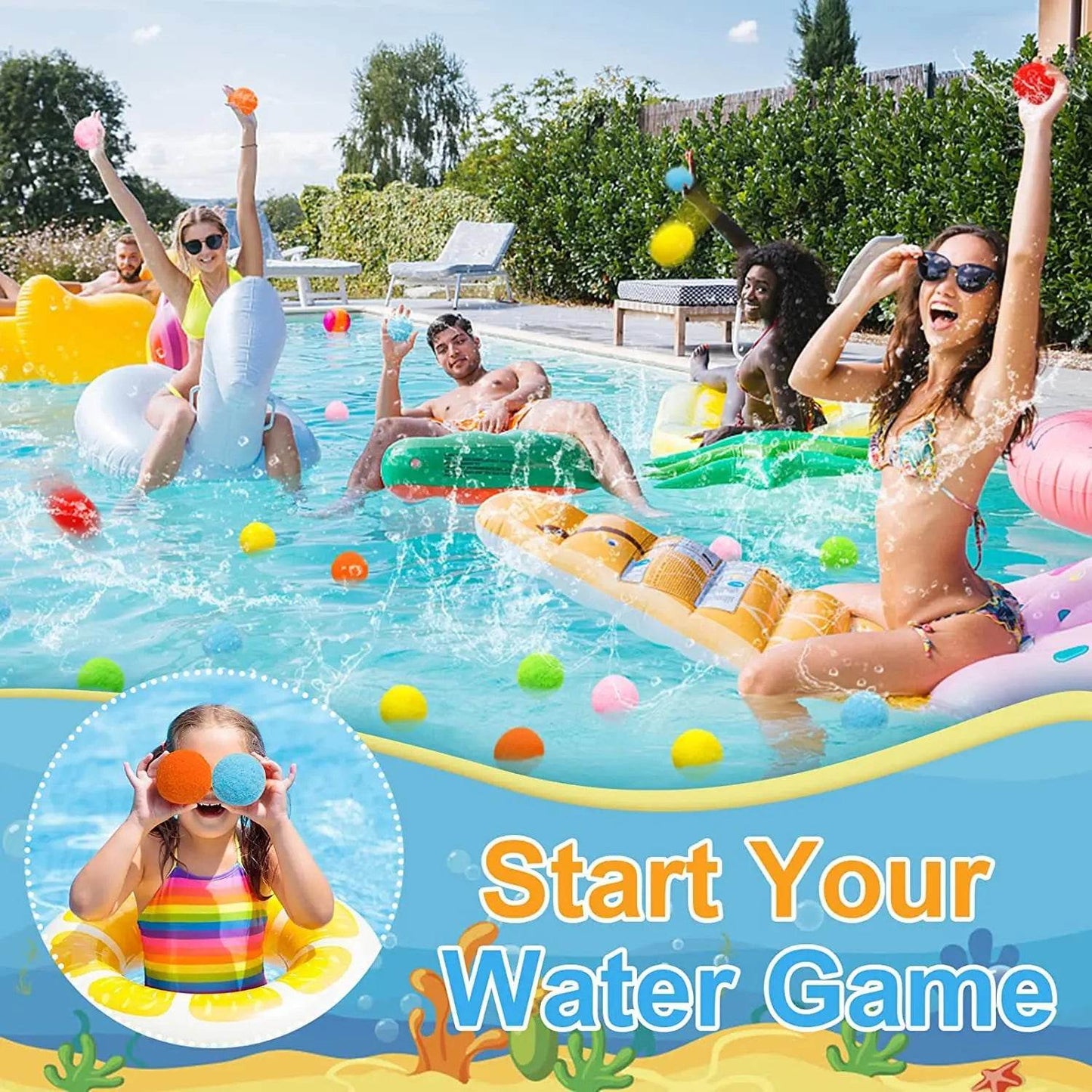 30Pcs Water Soaker Balls Reusable Sponge Water Balloons Cotton Splash Toys for Pool Beach Outdoor Summer Swimming Games - ToylandEU