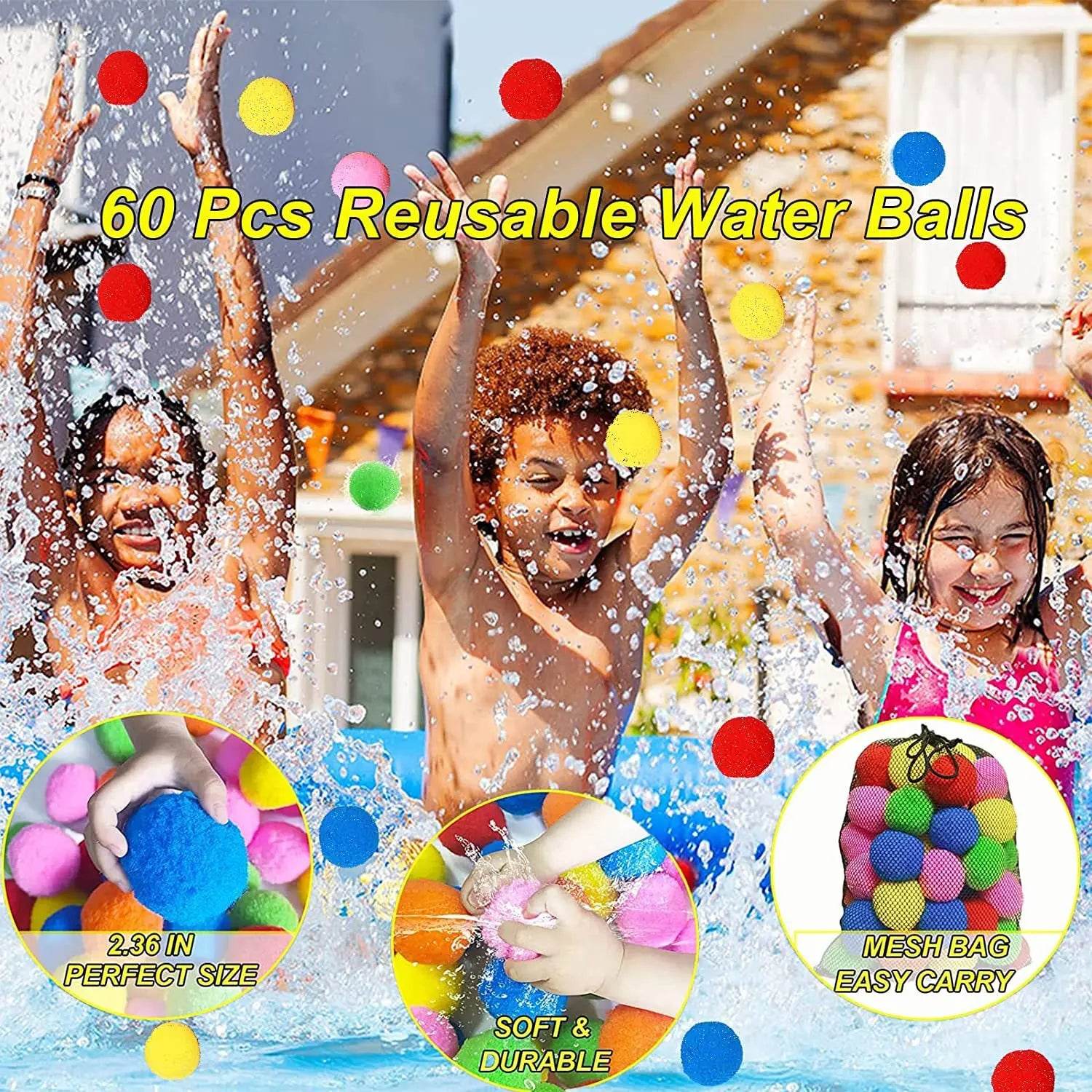 30Pcs Water Soaker Balls Reusable Sponge Water Balloons Cotton Splash Toys for Pool Beach Outdoor Summer Swimming Games - ToylandEU