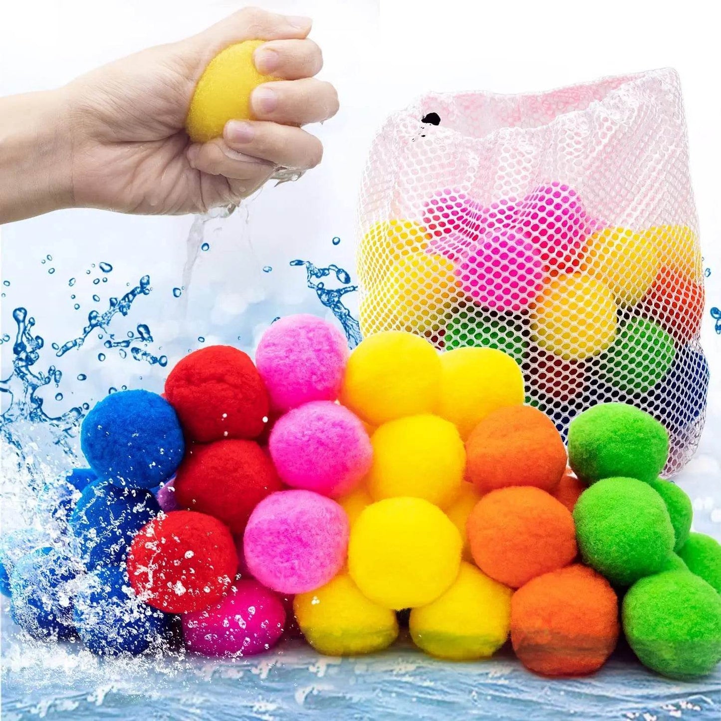 30Pcs Water Soaker Balls Reusable Sponge Water Balloons Cotton Splash Toys for Pool Beach Outdoor Summer Swimming Games - ToylandEU