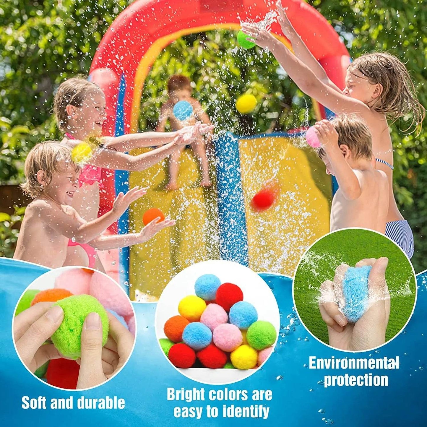 30Pcs Water Soaker Balls Reusable Sponge Water Balloons Cotton Splash Toys for Pool Beach Outdoor Summer Swimming Games - ToylandEU