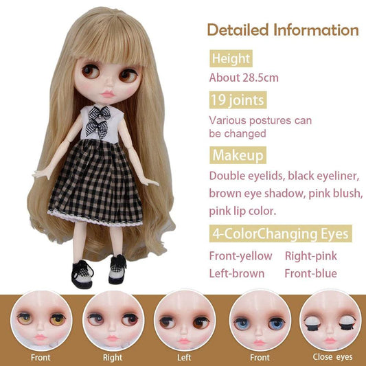 30cm Customizable 1/6 Blyth Doll with Articulated Body and Shiny Face - ToylandEU