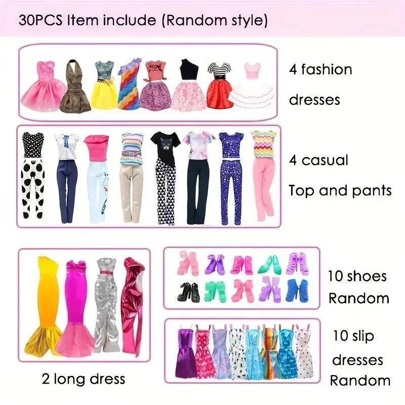  30cm Doll Clothes Set Complete With Dresses Tops Shoes -  ToylandEU™