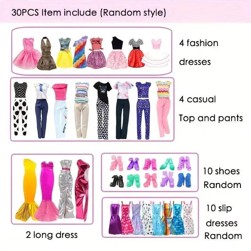  30cm Doll Clothes Set Complete With Dresses Tops Shoes -  ToylandEU™