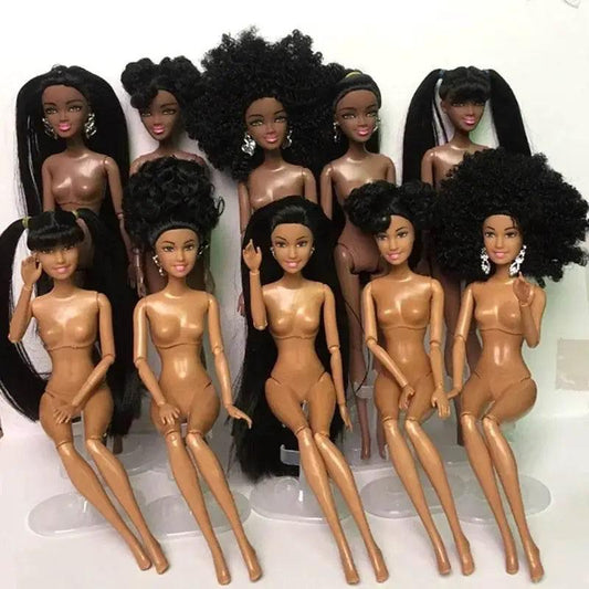  30cm Height Black Dolls Multi-jointed African Dolls with Black Hair for Girls Diy Dress Up Toys -  ToylandEU™