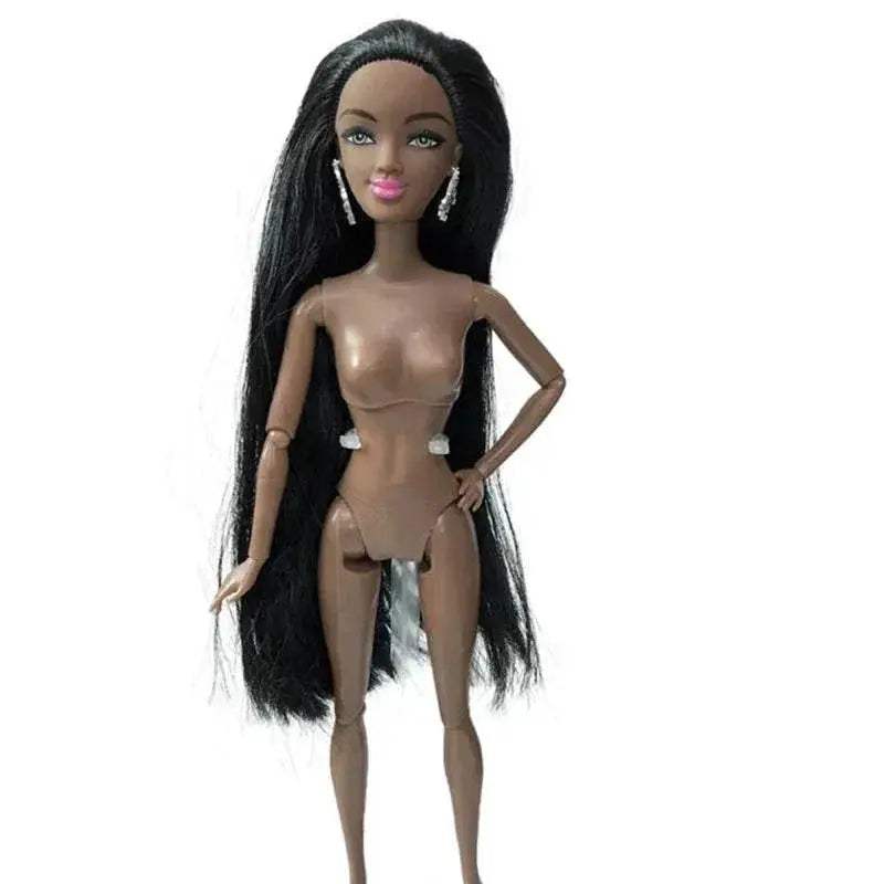30cm Height Black Dolls Multi-jointed African Dolls with Black Hair for Girls Diy Dress Up Toys - ToylandEU