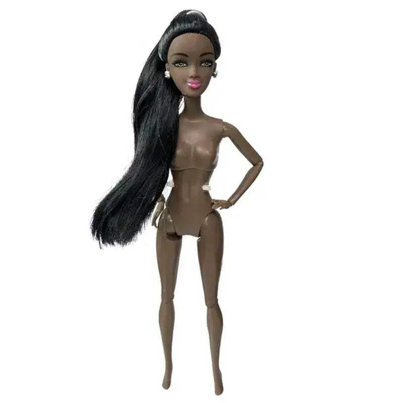 30cm Height Black Dolls Multi-jointed African Dolls with Black Hair for Girls Diy Dress Up Toys - ToylandEU