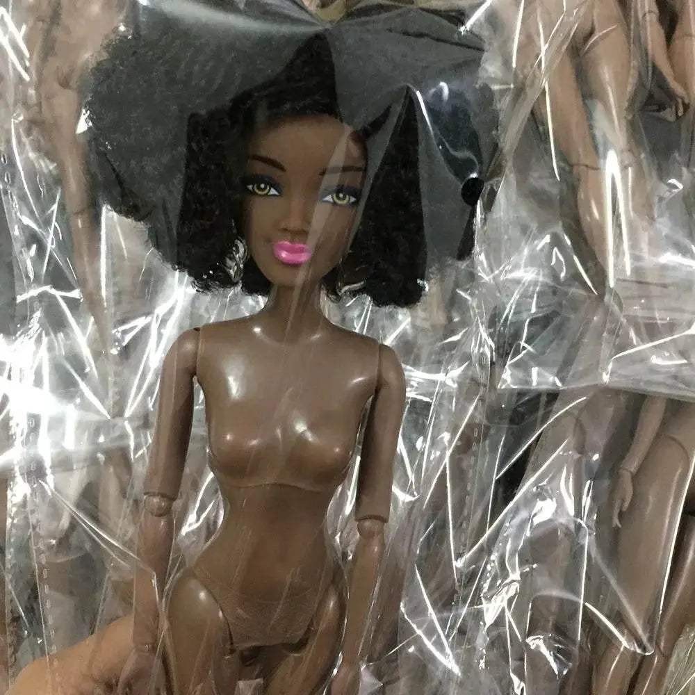 30cm Height Black Dolls Multi-jointed African Dolls with Black Hair for Girls Diy Dress Up Toys - ToylandEU