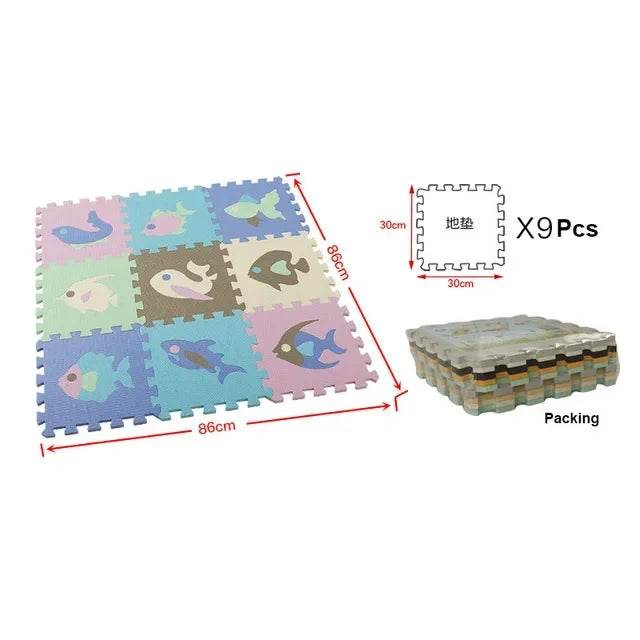30x30x1cm Cartoon Animal Pattern Play Mats Puzzles EVA Foam Floor Pad for Children and Toddler Crawling Gym - ToylandEU