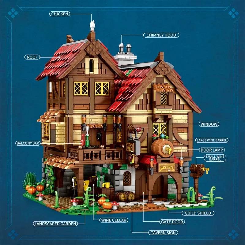 3114PCS Medieval Tavern Building Blocks MOC Model Toy For Kids - ToylandEU