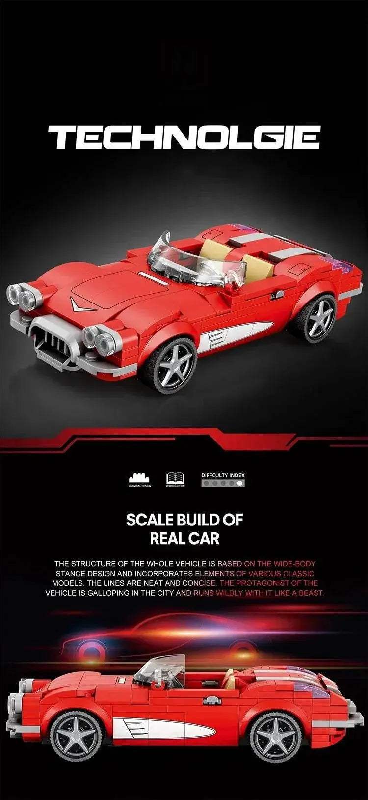 311PCS Red Roadster Car Building Block Creative City Vehicle - ToylandEU