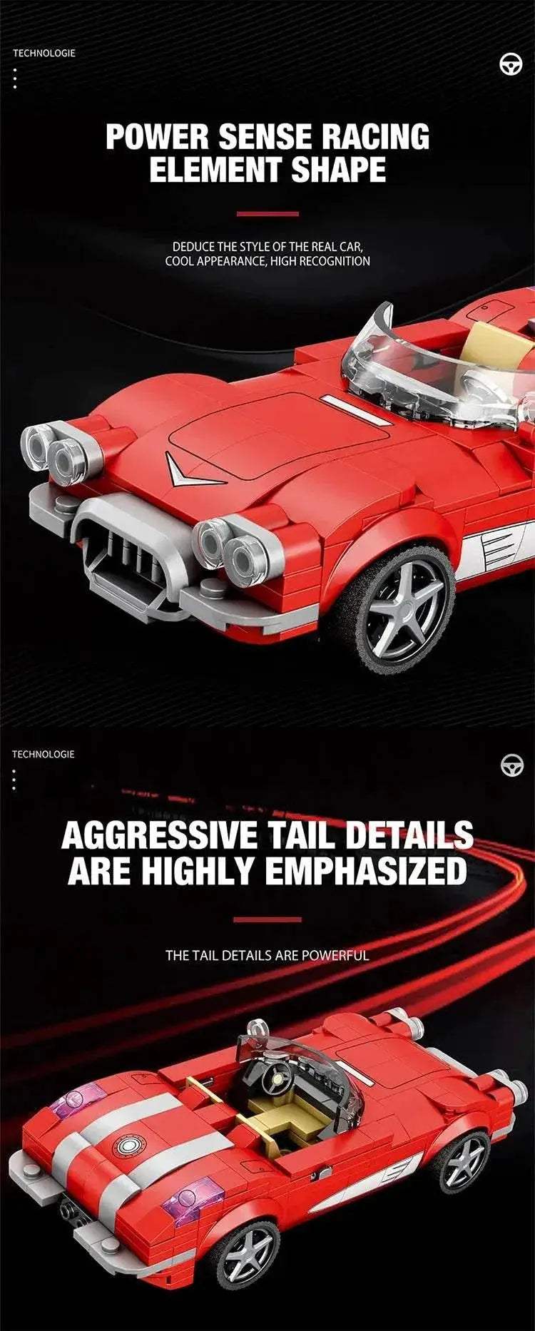 311PCS Red Roadster Car Building Block Creative City Vehicle - ToylandEU