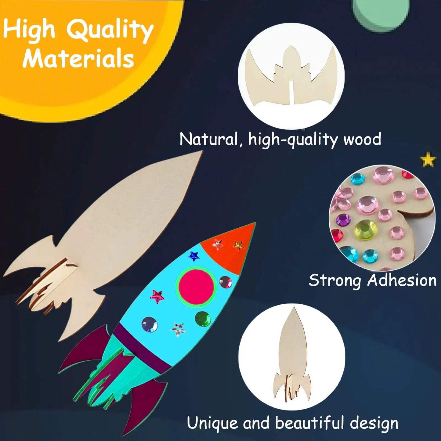  32 PCS of rocket woodworking crafts, rocket toys, birthday crafts, DIY crafts, DIY paintings, children's birthday gifts -  ToylandEU™