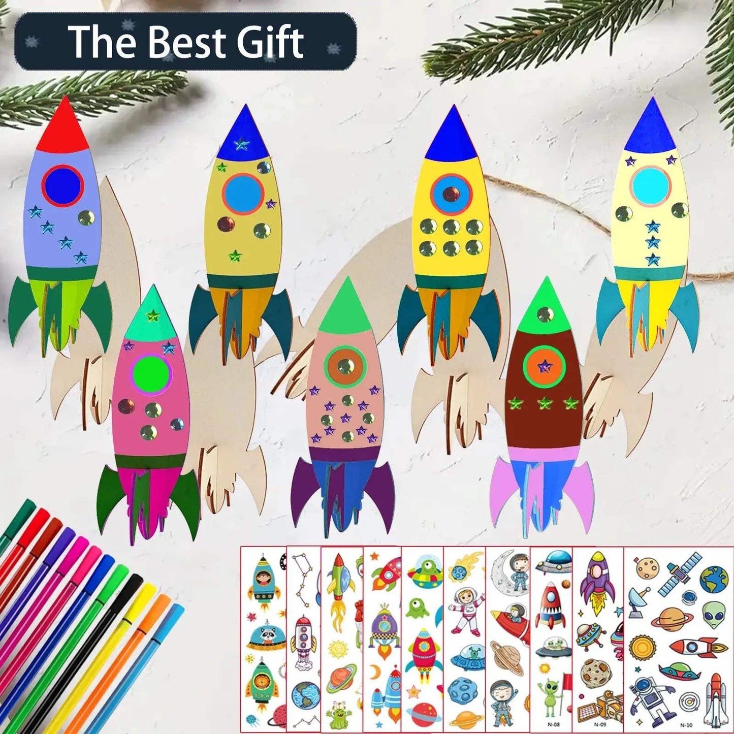  32 PCS of rocket woodworking crafts, rocket toys, birthday crafts, DIY crafts, DIY paintings, children's birthday gifts -  ToylandEU™