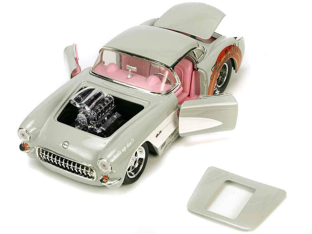 1957 Chevrolet Corvette Beige with Pink Interior with Bugs Bunny Figure | 1/24 Scale Figure | Jada | Collector Quality