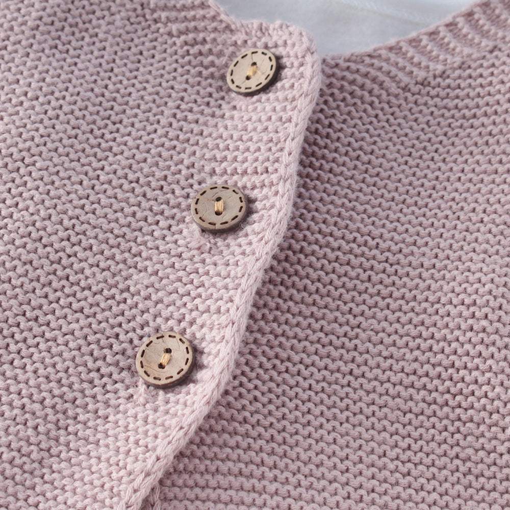 Infant Knitted Coat | Dark Red, Yellow, Light Pink