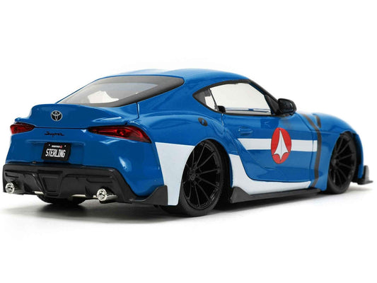 2020 Toyota Supra Blue with Graphics and Max Sterling | 1/24 Diecast Model Car | Jada | Robotech Series