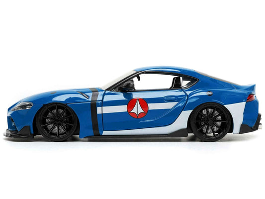 2020 Toyota Supra Blue with Graphics and Max Sterling | 1/24 Diecast Model Car | Jada | Robotech Series
