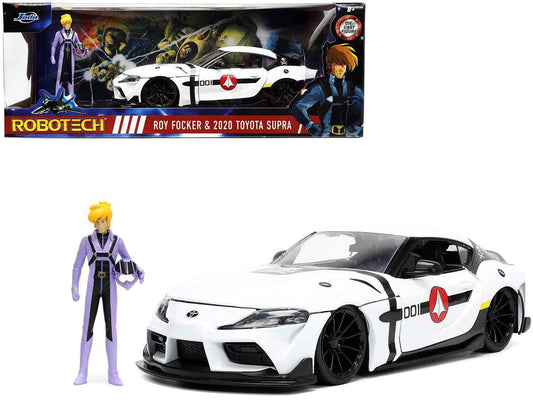 2020 Toyota Supra White and Roy Focker | 1/24 Diecast Model Car | Jada | Robotech Series