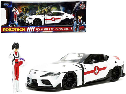 2020 Toyota Supra White and Rick Hunter | 1/24 Diecast Model Car | Jada | Robotech Series