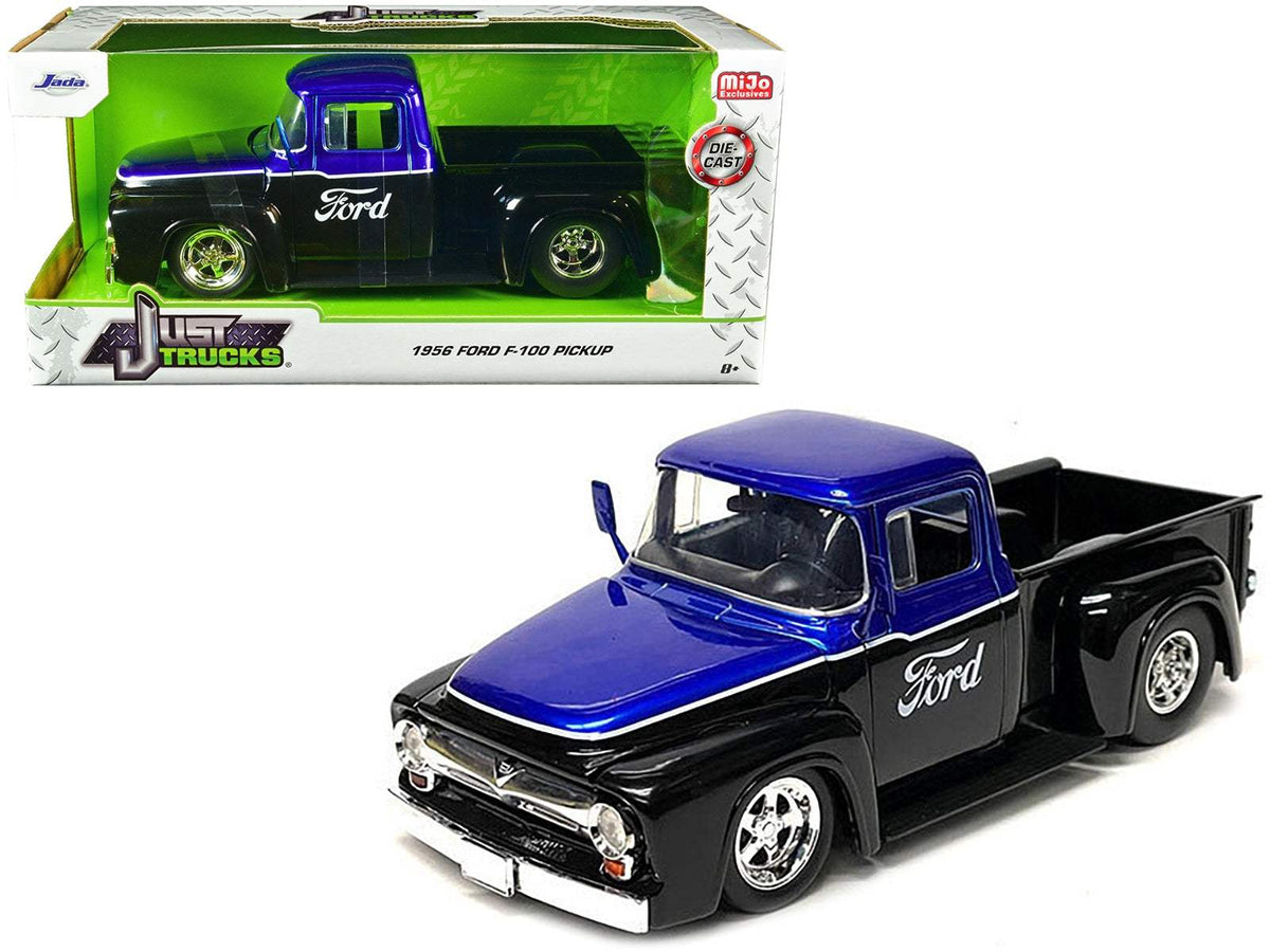 Diecast Pickup Truck | 1956 Ford F100 | 1/24 Scale | Black Blue Metallic