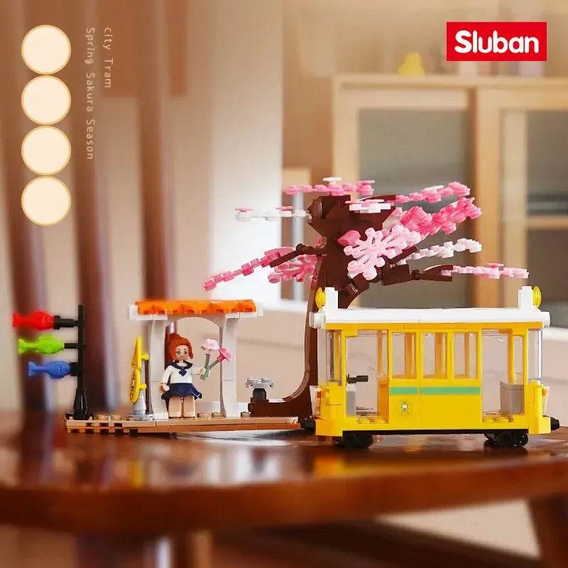 347PCS Sakura Tree Tram Station Building Blocks Set With Figures - ToylandEU