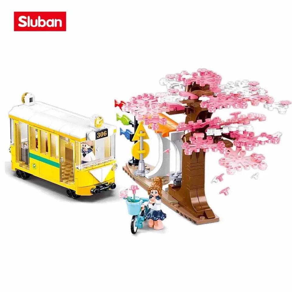 347PCS Sakura Tree Tram Station Building Blocks Set With Figures - ToylandEU