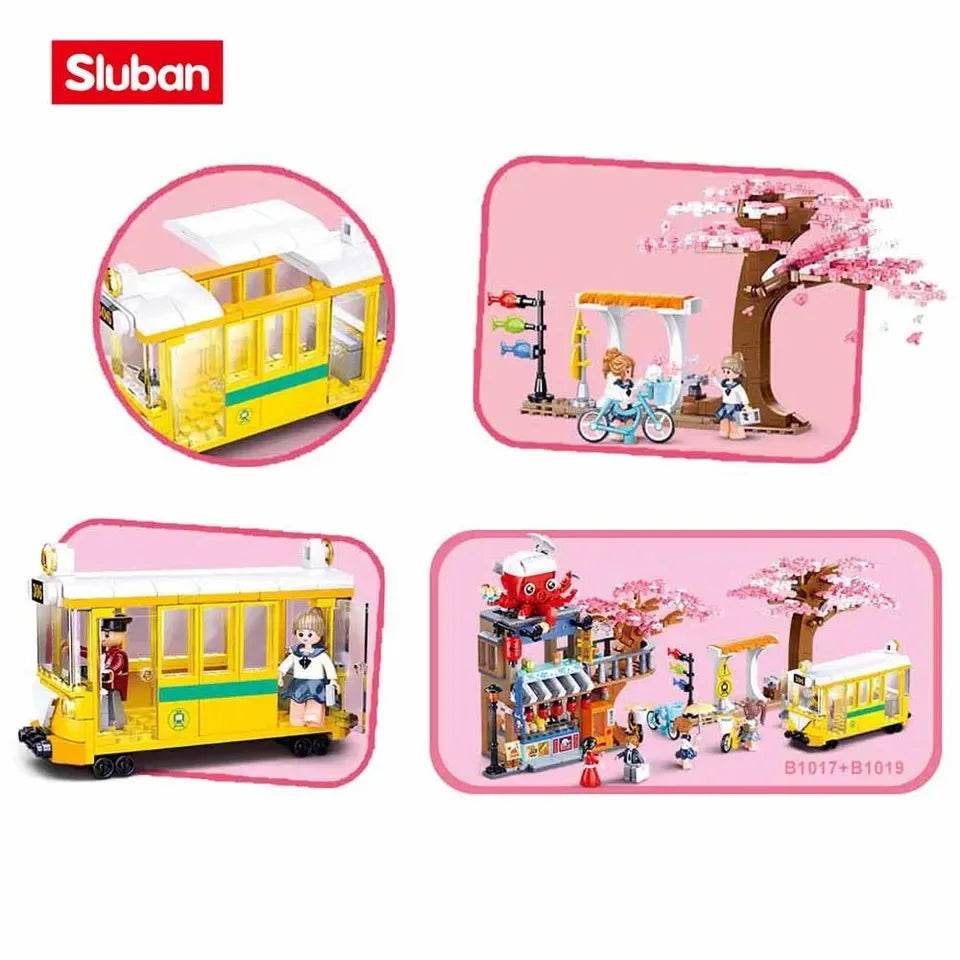 347PCS Sakura Tree Tram Station Building Blocks Set With Figures - ToylandEU