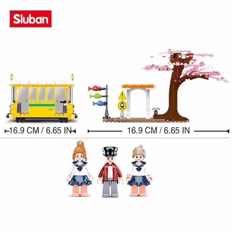 347PCS Sakura Tree Tram Station Building Blocks Set With Figures - ToylandEU