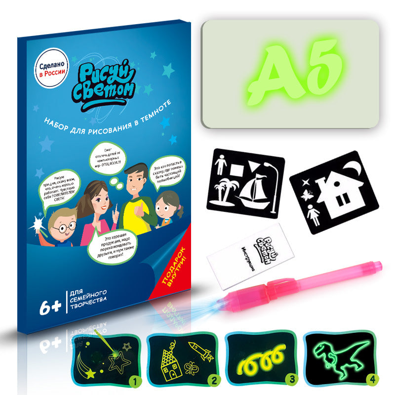 3D Drawing Pad with Light-accumulating Coating and Flashlight Marker - ToylandEU