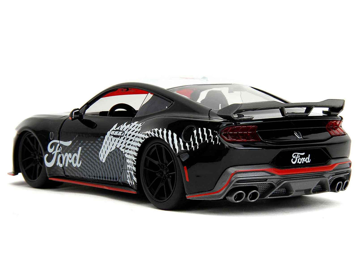 2024 Ford Mustang Dark Horse Black with White Top | 1/24 Diecast Model Car | Jada | Mustang Horse Graphics Series