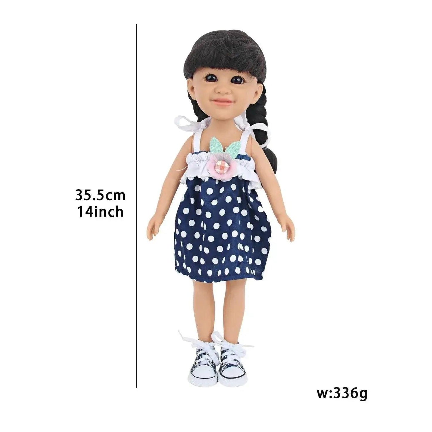  35CM Girl Dolls With Smooth Black Long Hair Black Eyes 14 Inches Baby Doll With Dress Shoes Toys -  ToylandEU™