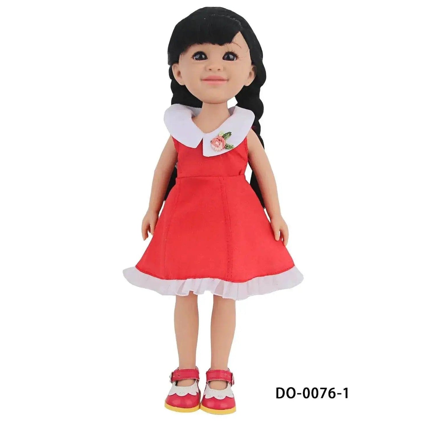  35CM Girl Dolls With Smooth Black Long Hair Black Eyes 14 Inches Baby Doll With Dress Shoes Toys -  ToylandEU™