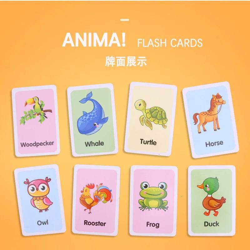 36Pcs Kids Cognition Card Shape Animal Color Teaching Baby English Learning Word Card Education Montessori Toys - ToylandEU