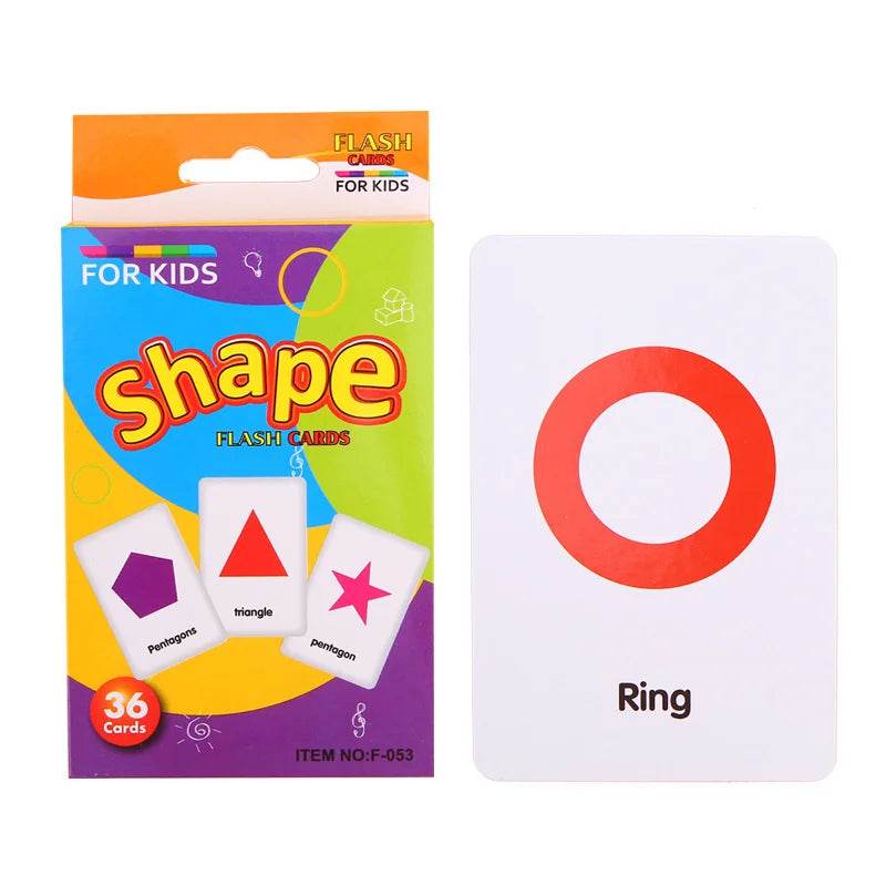 36Pcs Kids Cognition Card Shape Animal Color Teaching Baby English Learning Word Card Education Montessori Toys - ToylandEU