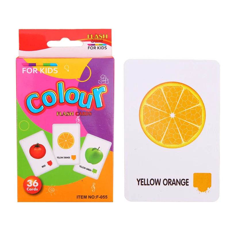 36Pcs Kids Cognition Card Shape Animal Color Teaching Baby English Learning Word Card Education Montessori Toys - ToylandEU