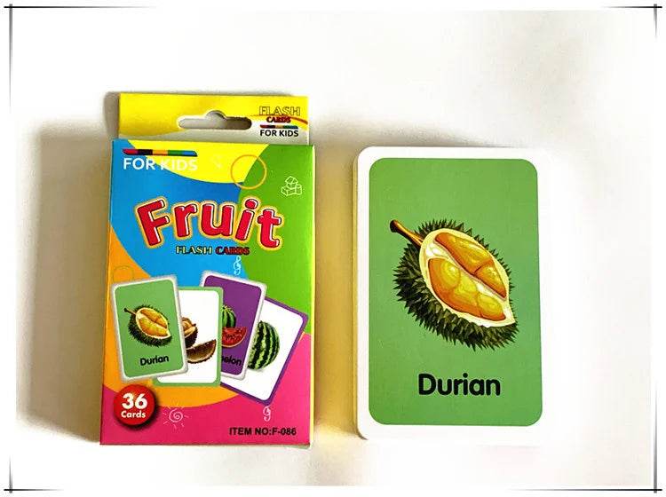 36Pcs Kids Cognition Card Shape Animal Color Teaching Baby English Learning Word Card Education Montessori Toys - ToylandEU