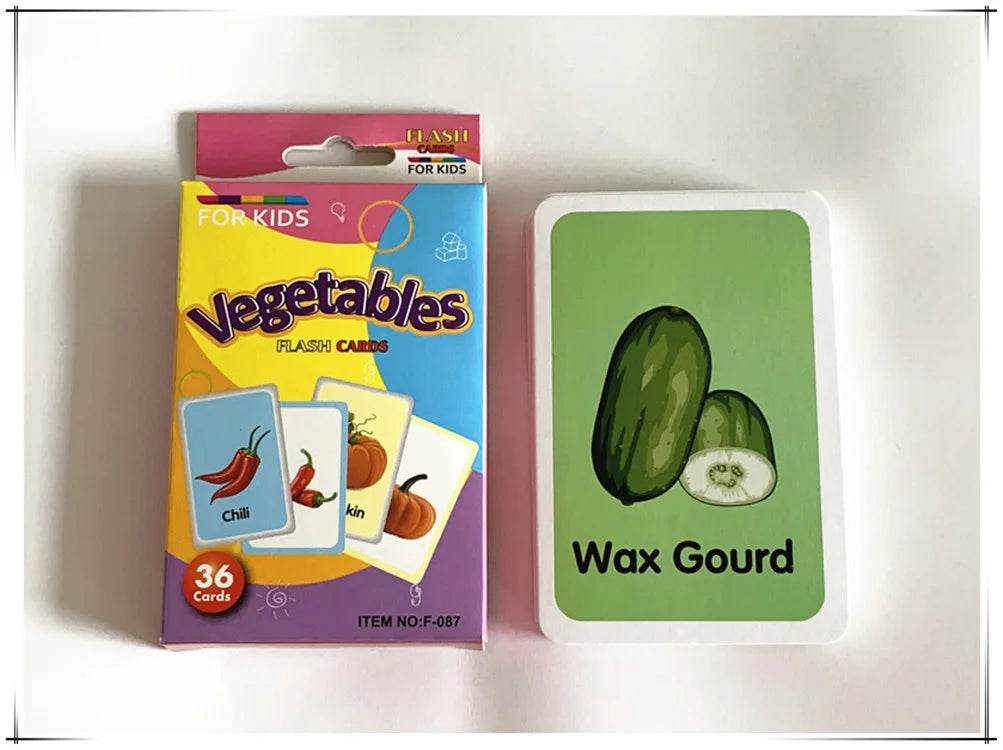 36Pcs Kids Cognition Card Shape Animal Color Teaching Baby English Learning Word Card Education Montessori Toys - ToylandEU