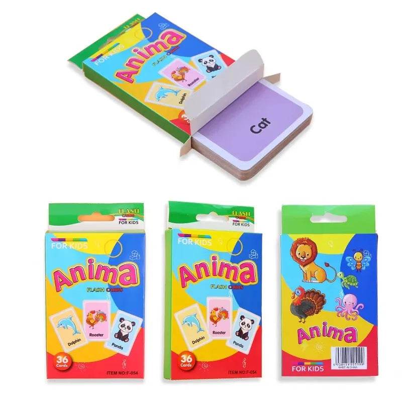 36pcs Children Cognition Cards Body Parts Animal Fruits Double Side Flashcards Montessori Baby Kids Early Educational Toys Gifts - ToylandEU