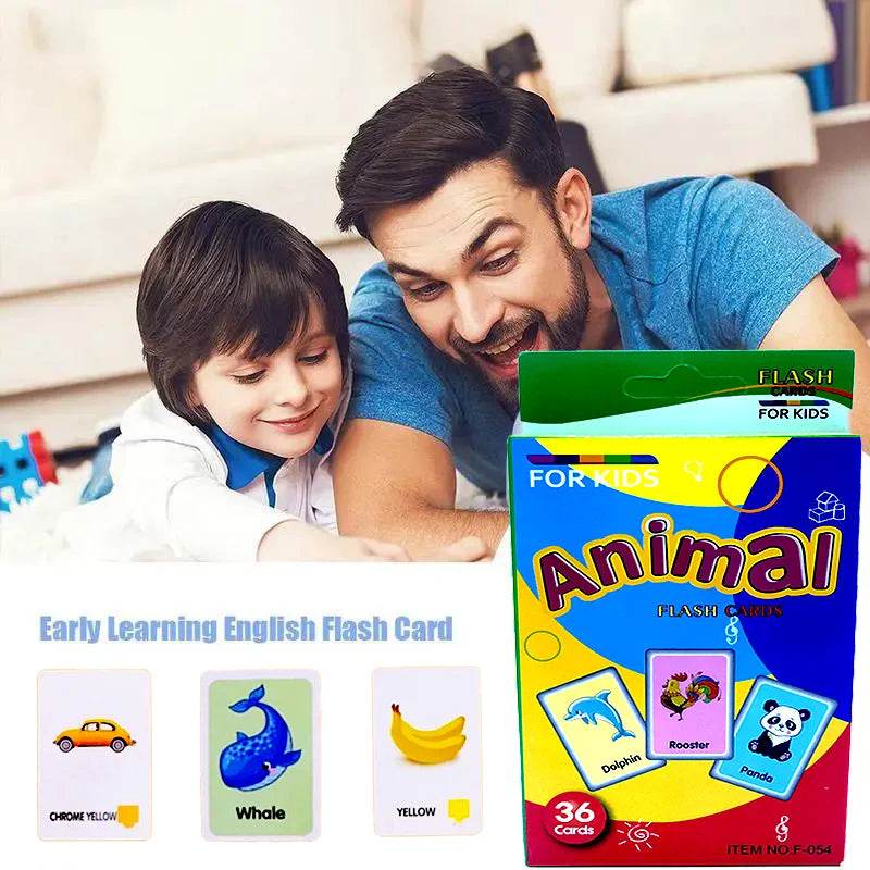 36pcs Children Cognition Cards Body Parts Animal Fruits Double Side Flashcards Montessori Baby Kids Early Educational Toys Gifts - ToylandEU