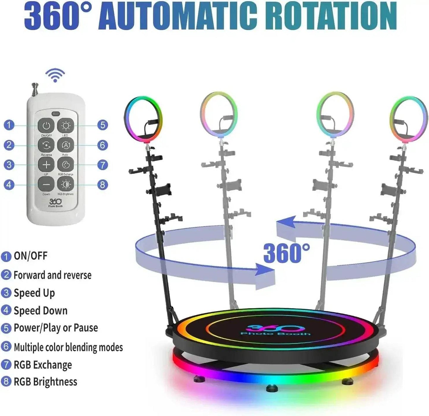 360 Photo Booth Machine With Logo Customization And Remote App - ToylandEU