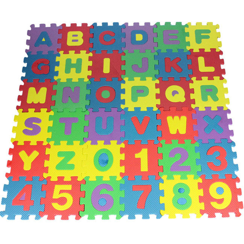36-Piece Mini Alphabet and Number Foam Puzzle Mat for Babies and Children