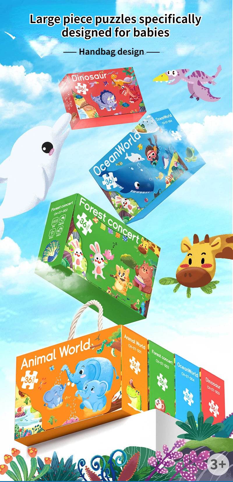 36pcs Carrying Jigsaw Puzzle Children Paper Large Pieces Puzzle - ToylandEU
