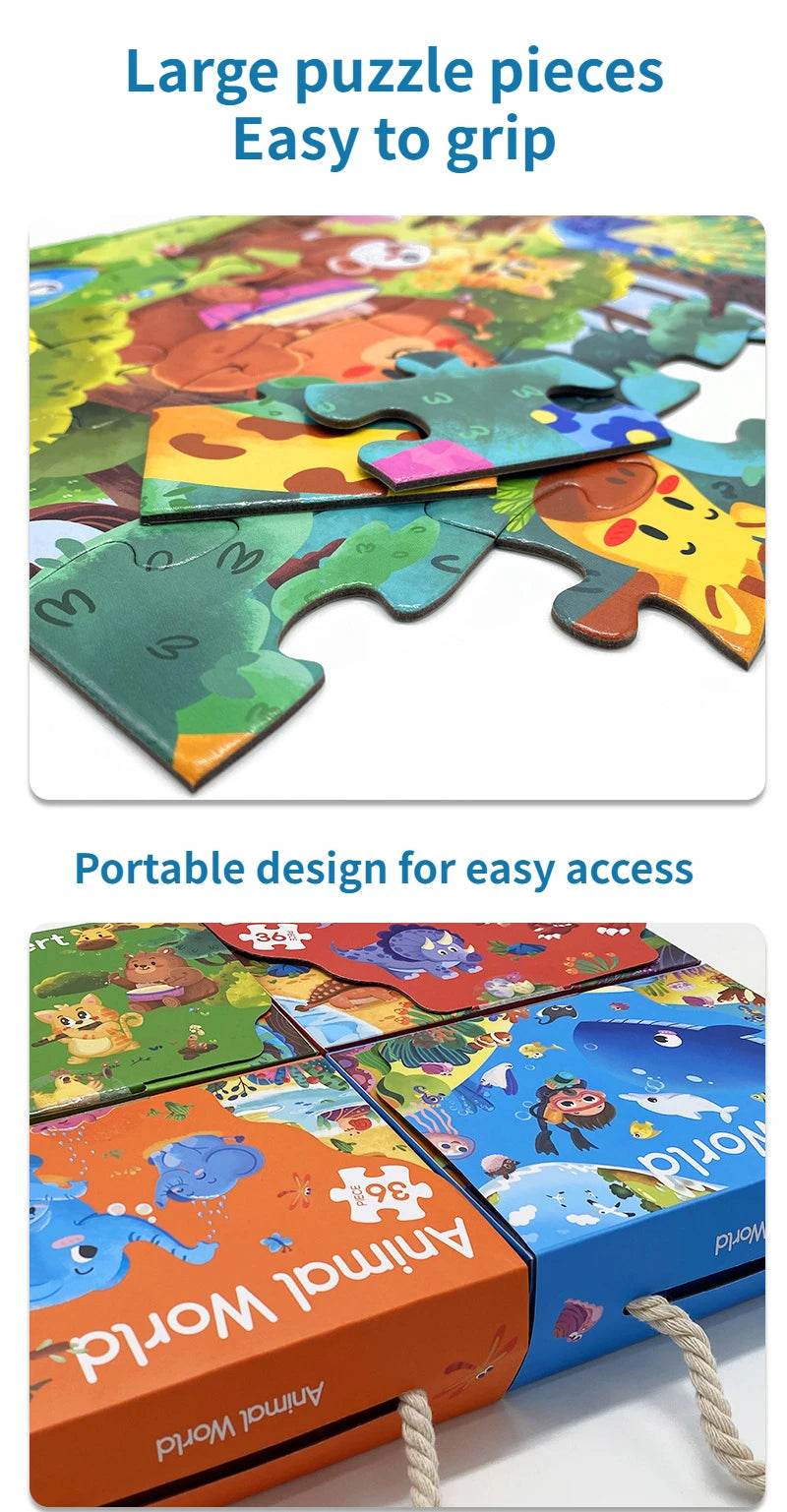 36pcs Carrying Jigsaw Puzzle Children Paper Large Pieces Puzzle - ToylandEU