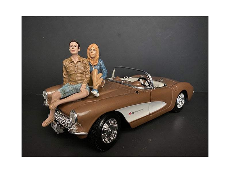 Seated Couple Release III, 2 piece Figurine Set | 1/18 Diecast Model Car | American Diorama | Collector Quality